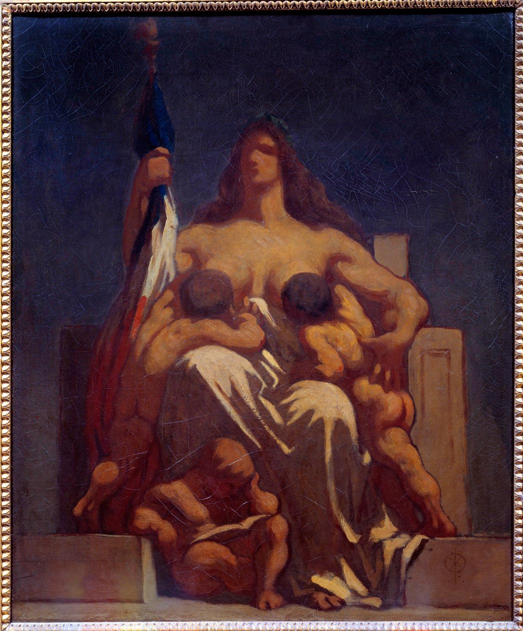 Ranskan tasavalta hoitaa lapsiaan. Luonnos Honore Daumier (1808-1879) 1848 Su. 0,73 x 0,60 m Pariisi, Orsay-museo tekijältä Honoré Daumier
