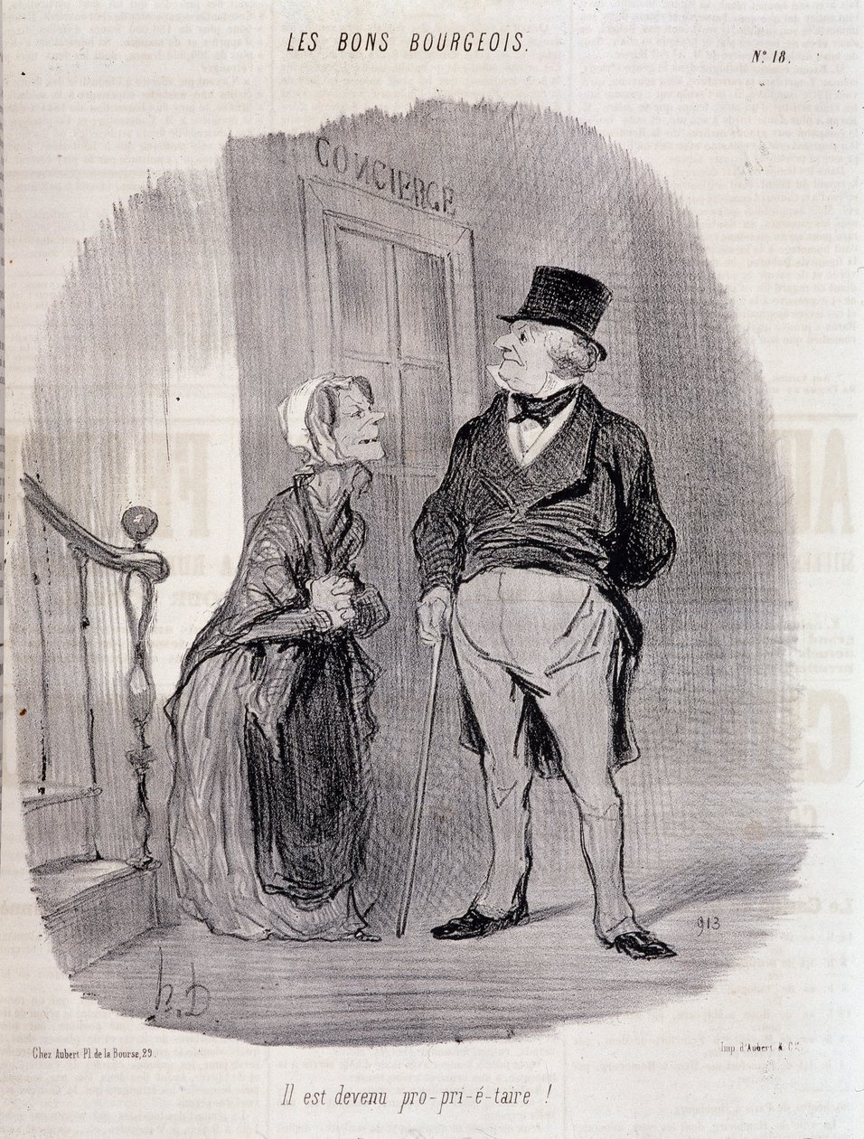 Hyvä porvaristo: "Hänestä on tullut pro prie-taire!" - kirjoittanut Honore Daumier, elokuvassa "" Le Charivari"" 10.6.1846 tekijältä Honoré Daumier