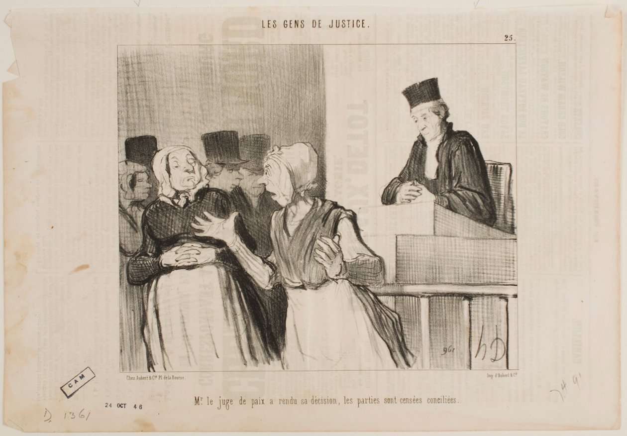 Sovittelutuomioistuimen tuomari on antanut tuomionsa... kaikkien osapuolten on tehtävä sovinto. tekijältä Honoré Daumier