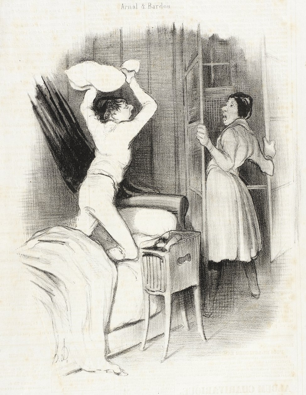 Théâtre du Vaudeville - Keskiyön jälkeen tekijältä Honoré Daumier