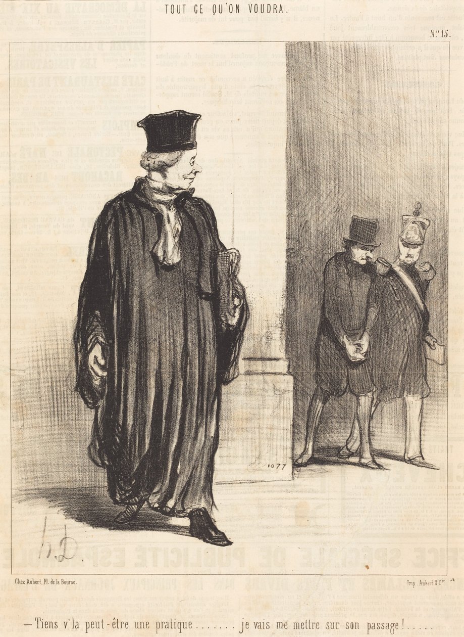 Katso, tuossa saattaa olla asiakas tekijältä Honoré Daumier