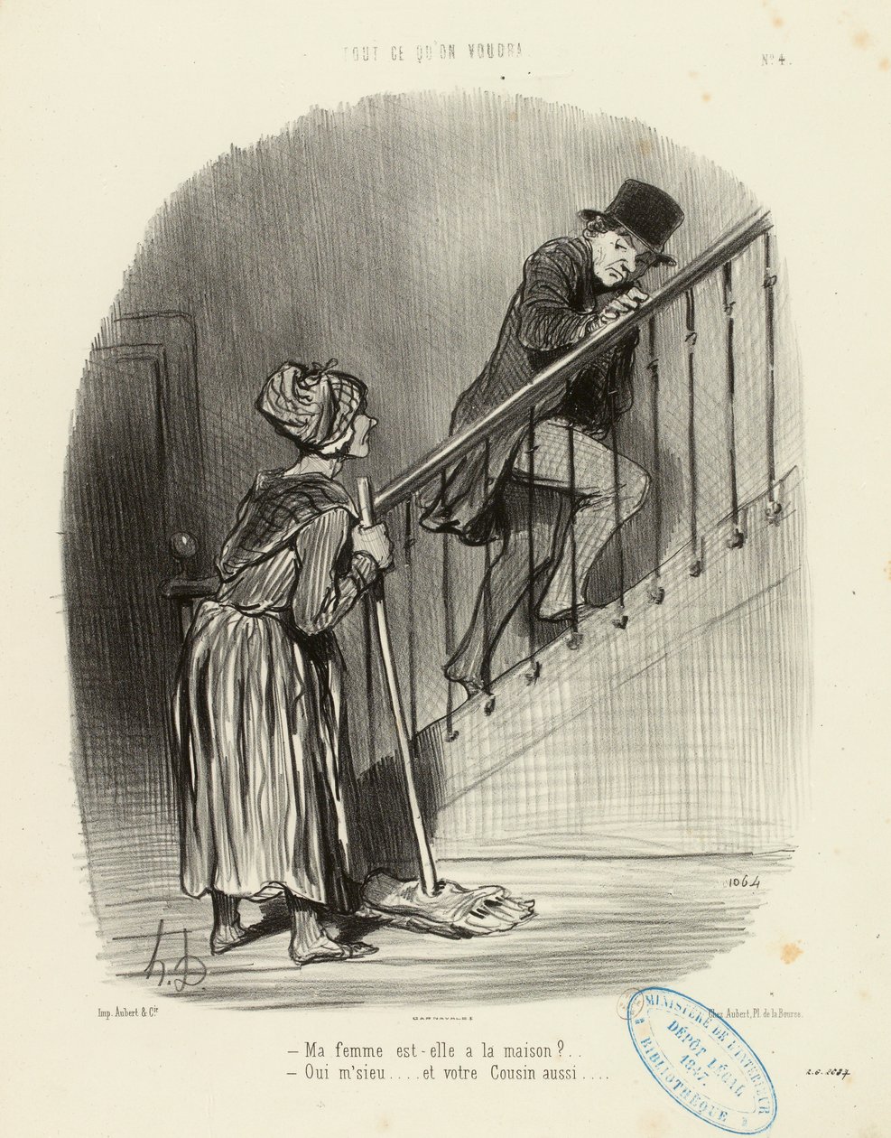 Mitä vain halutaan, nro 4: Onko vaimoni kotona? ... tekijältä Honoré Daumier