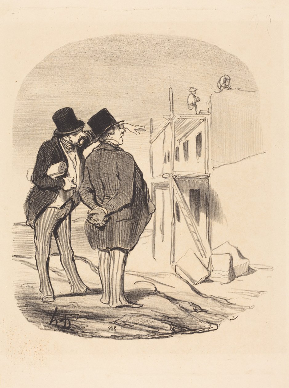 Kaksi miestä raunioiden keskellä tekijältä Honoré Daumier
