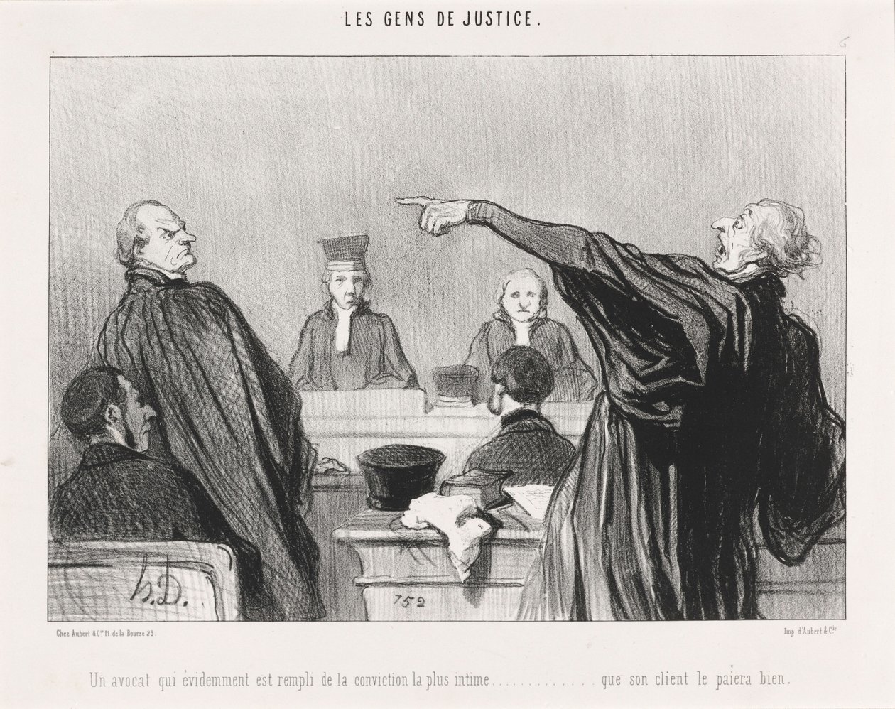 Asianajaja, joka on... täynnä... sisäistä... vakaumusta... tekijältä Honoré Daumier