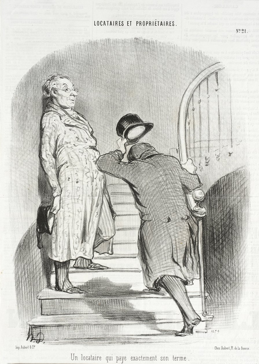 Vuokralainen, joka maksaa vuokransa täsmällisesti tekijältä Honoré Daumier