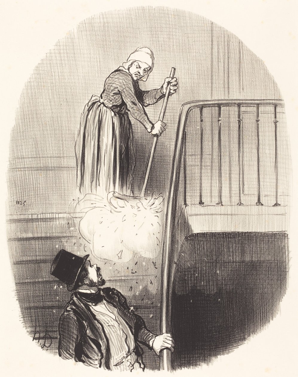 Vuokralainen, joka unohti jotakin 1. tammikuuta tekijältä Honoré Daumier