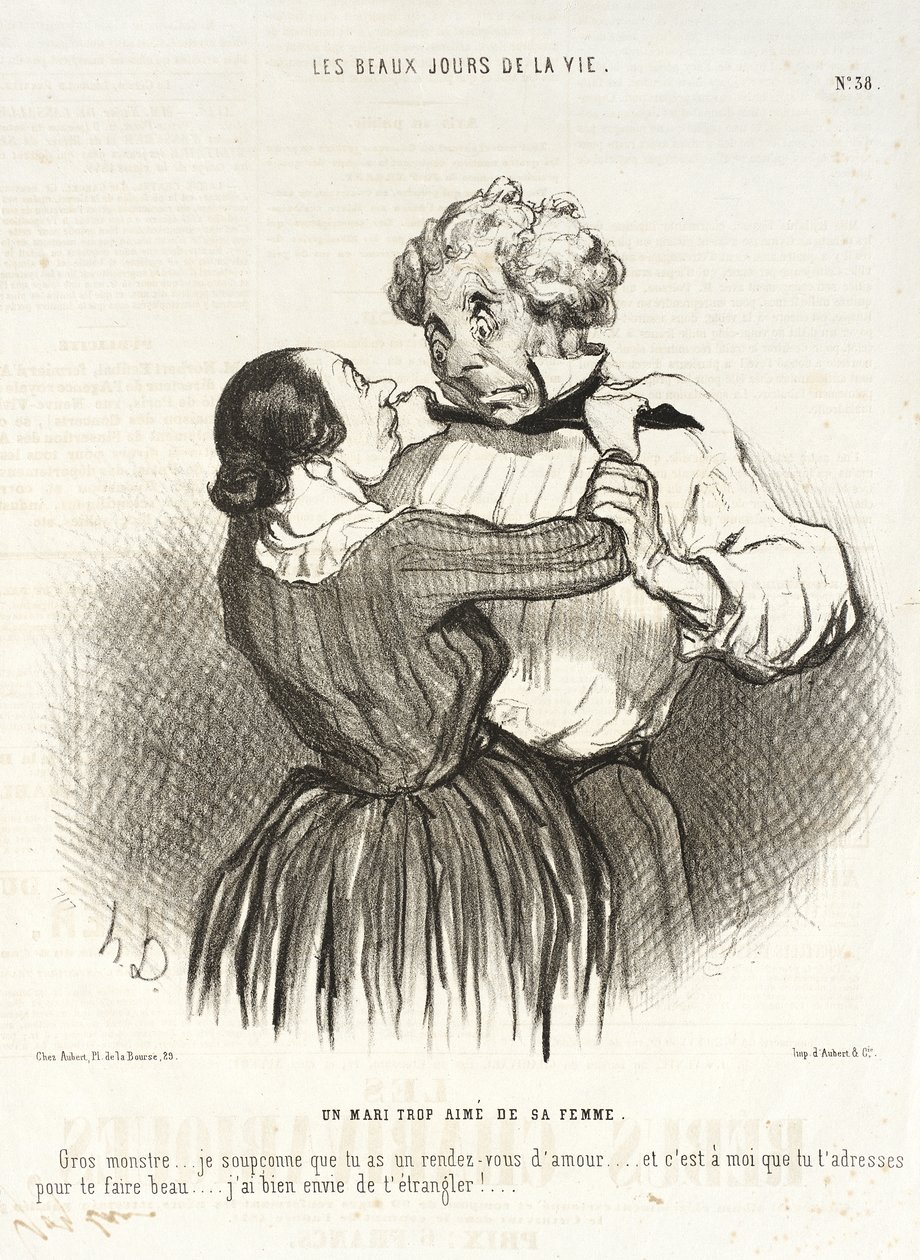Vaimonsa liikaa rakastama aviomies. tekijältä Honoré Daumier