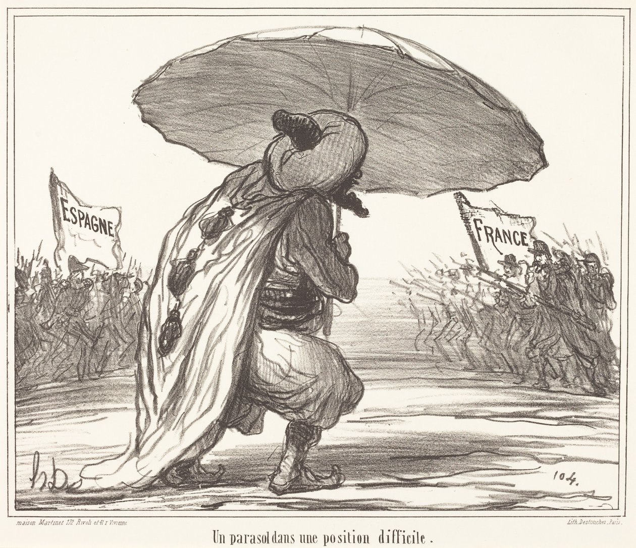 Päivänvarjo vaikeassa tilanteessa tekijältä Honoré Daumier