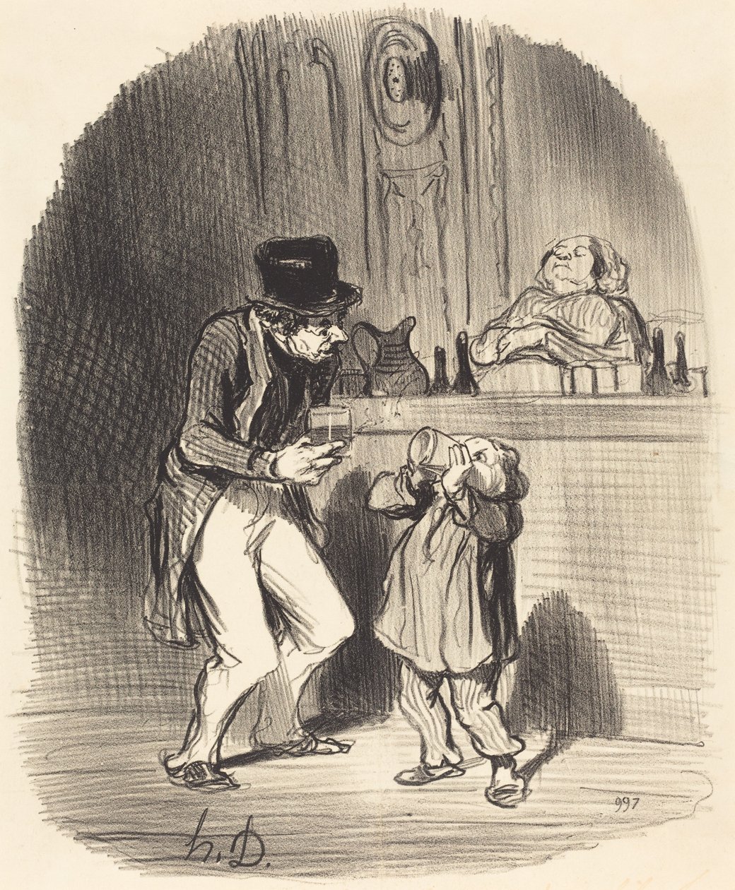 Isä, joka panee poikansa imemään... tekijältä Honoré Daumier