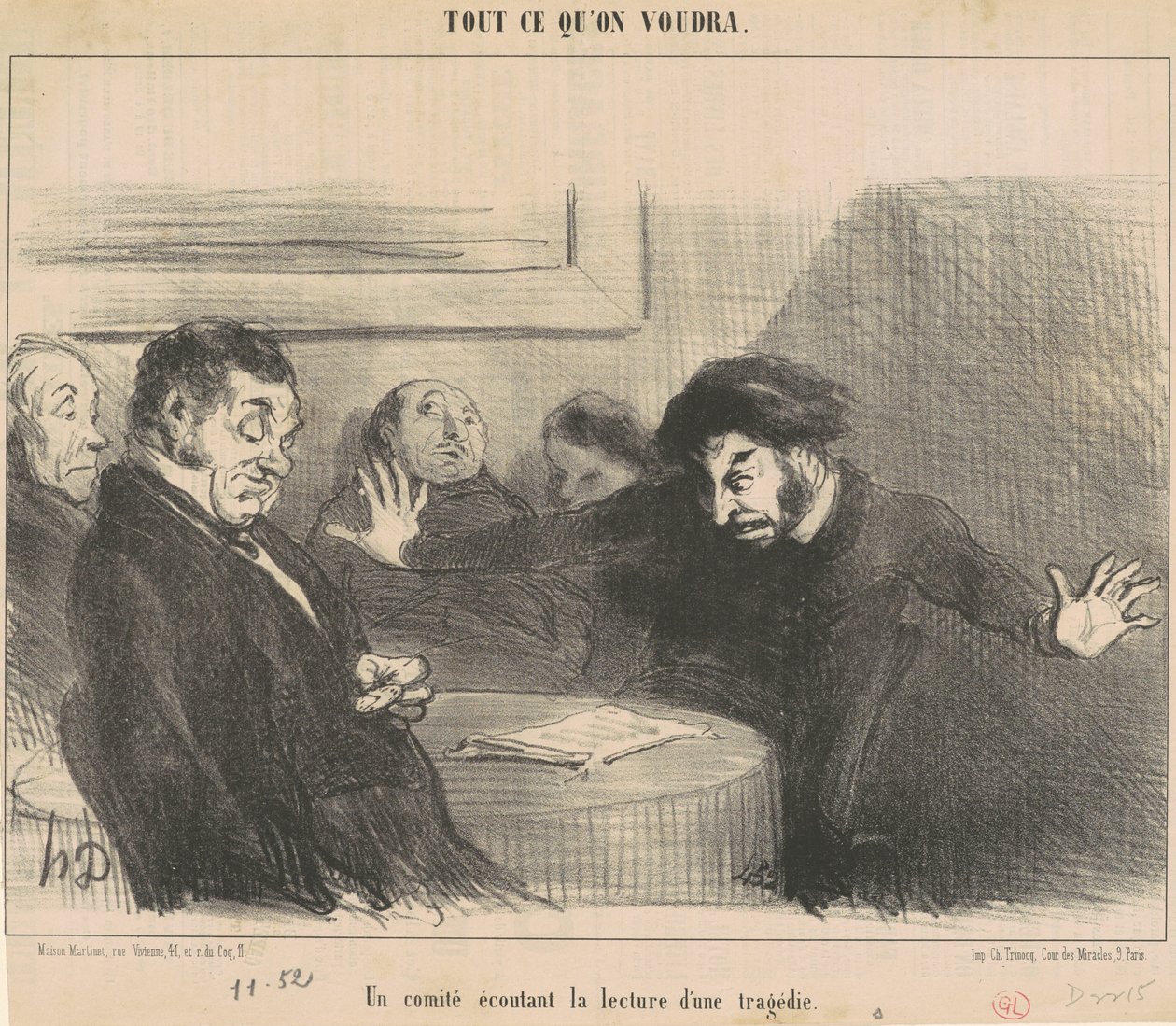 Komitea kuuntelee tragedian käsittelyä tekijältä Honoré Daumier