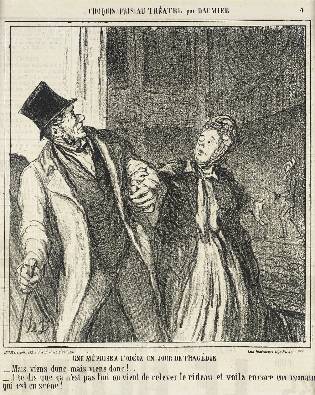 Väärinkäsitys Odéonissa... tekijältä Honoré Daumier
