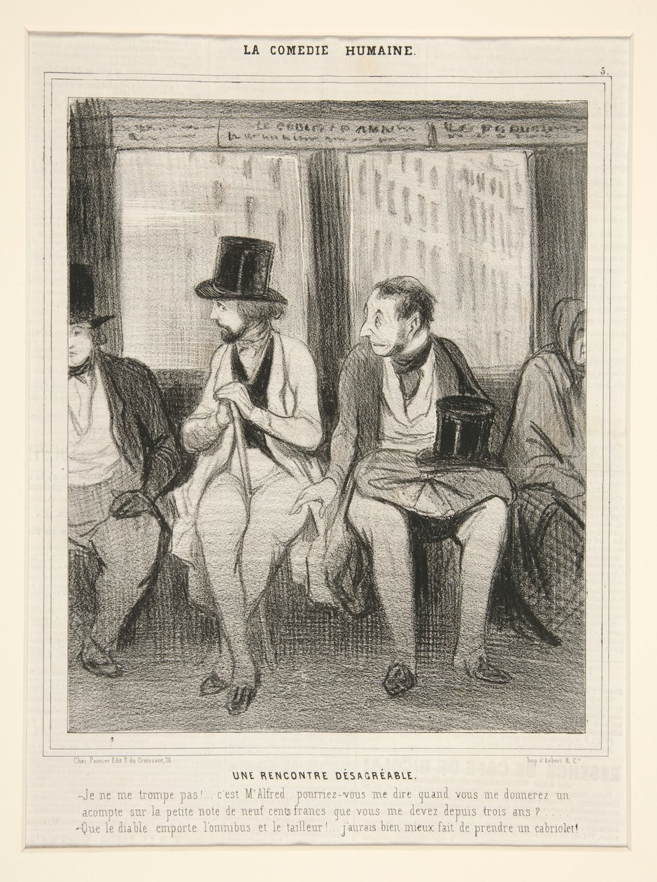 ”Epämiellyttävä kohtaaminen”, teoksesta *La Comédie humaine* tekijältä Honoré Daumier