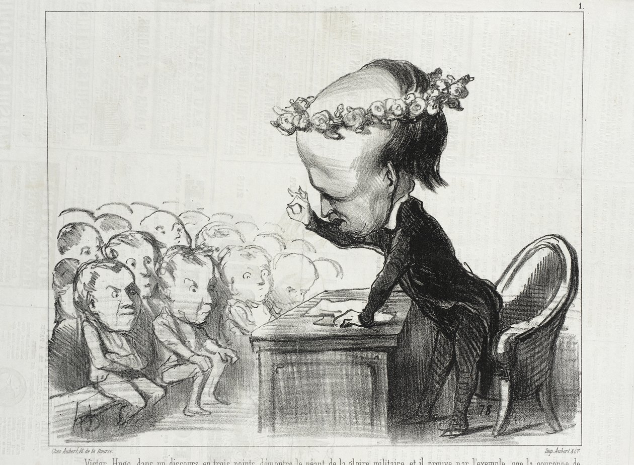 Victor Hugo pitämässä kolmikohtaista puhetta... tekijältä Honoré Daumier