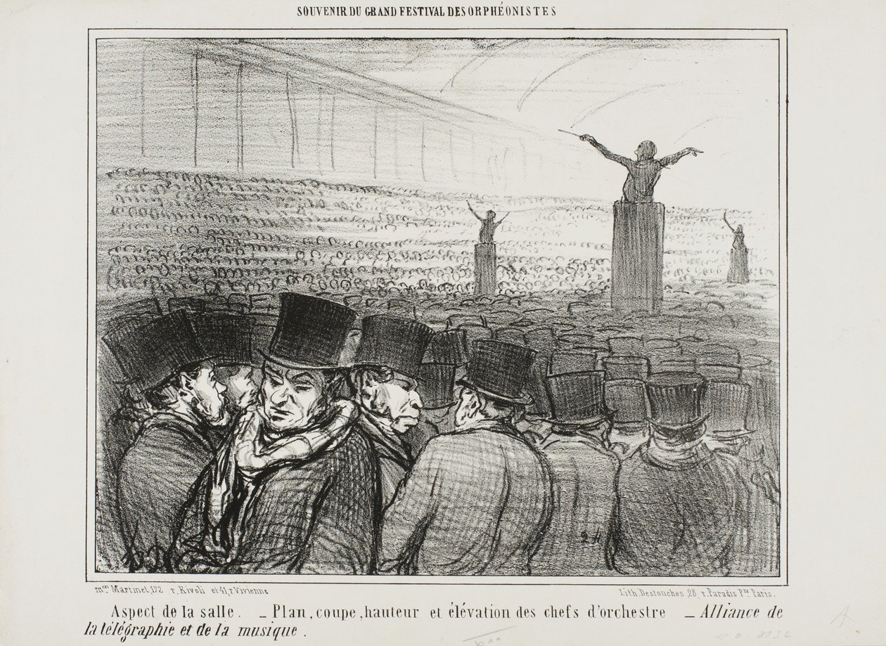 Näkymä suureen saliin, levy 1 Souvenir Du Grand Festival Des Orphéonistesista tekijältä Honoré Daumier