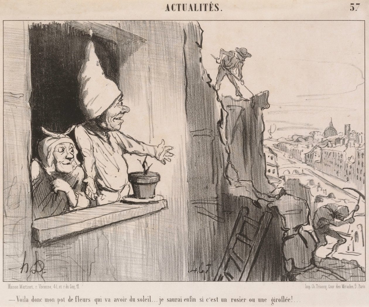 Kas niin... kukkaruukkuni... saa aurinkoa... tekijältä Honoré Daumier