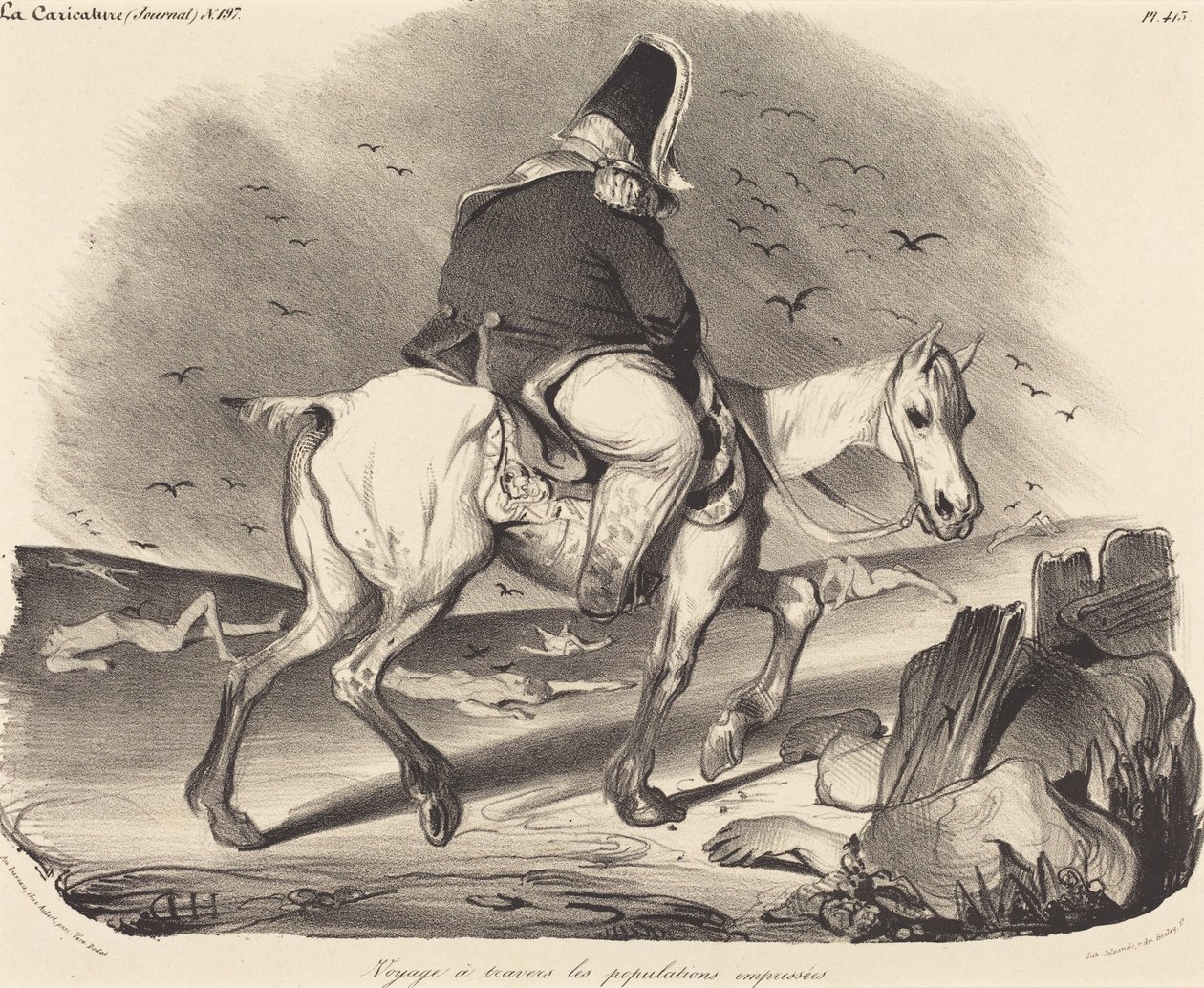 Matka kiireisen ihmisjoukon halki tekijältä Honoré Daumier