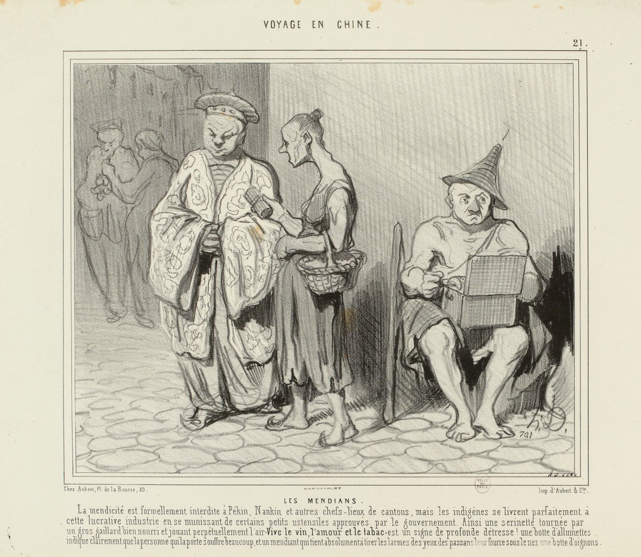 Reise nach China Nr. 21: Die Bettler. Das Betteln ist in Peking streng verboten... tekijältä Honoré Daumier