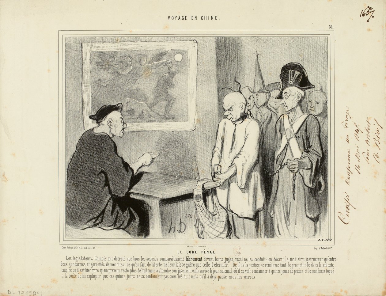 Reise nach China Nr. 31: Das Strafgesetzbuch. Die chinesischen Gesetzgeber haben beschlossen, dass alle Angeklagten... tekijältä Honoré Daumier