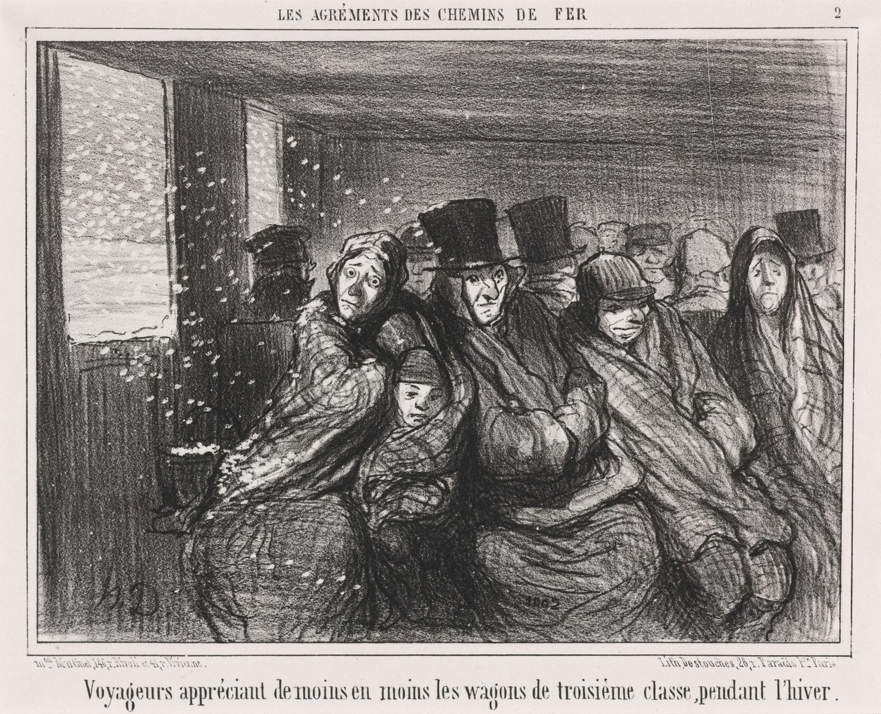 Matkustajat arvostavat kolmannen luokan vaunuja yhä vähemmän... tekijältä Honoré Daumier