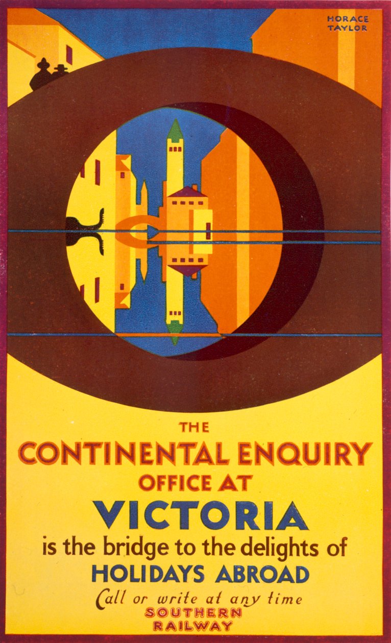 Continental Enquiry Office Victoriassa, juliste, joka mainostaa eteläistä rautatietä tekijältä Horace Taylor