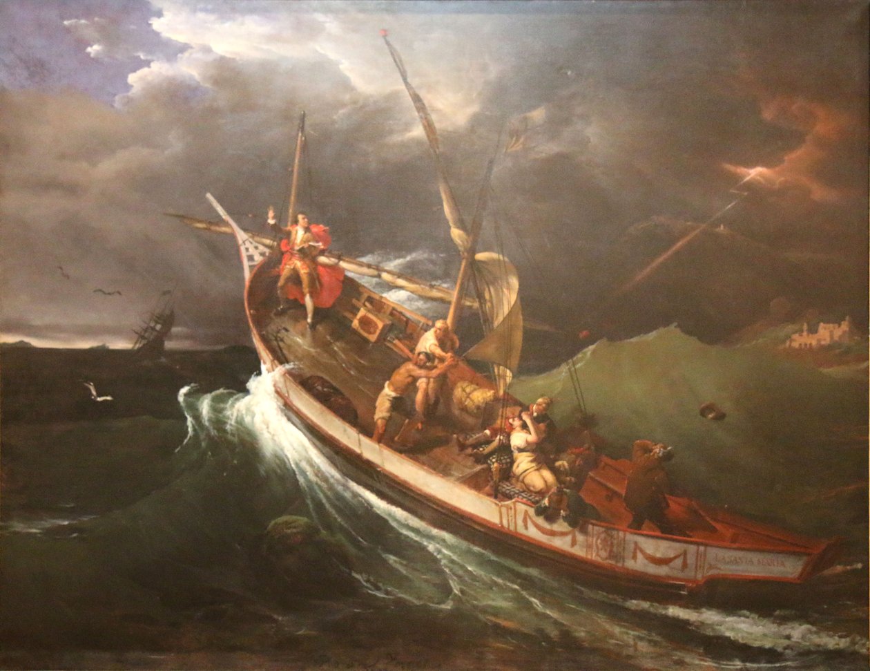Joseph Vernetin liitetiedosto à un mât, étudie les effets de la tempête tekijältä Emile Jean Horace Vernet