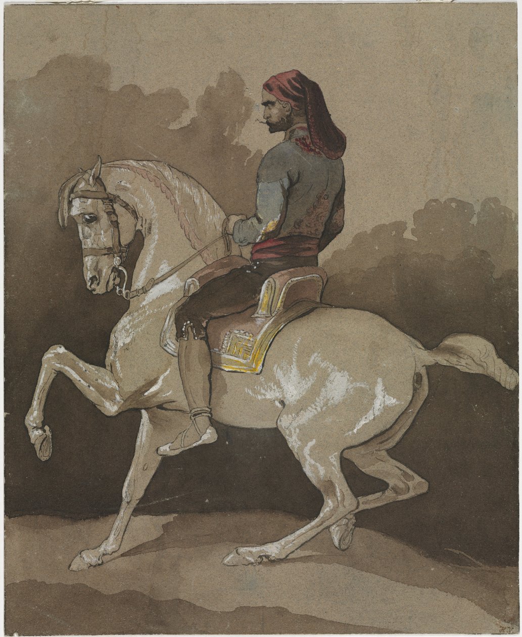Arab hevosen selässä tekijältä Emile Jean Horace Vernet