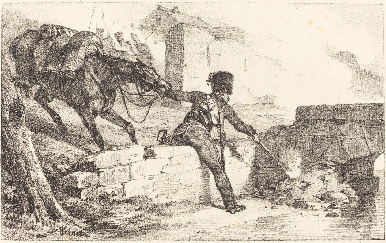 Tykismies sytyttää miinan tekijältä Emile Jean Horace Vernet