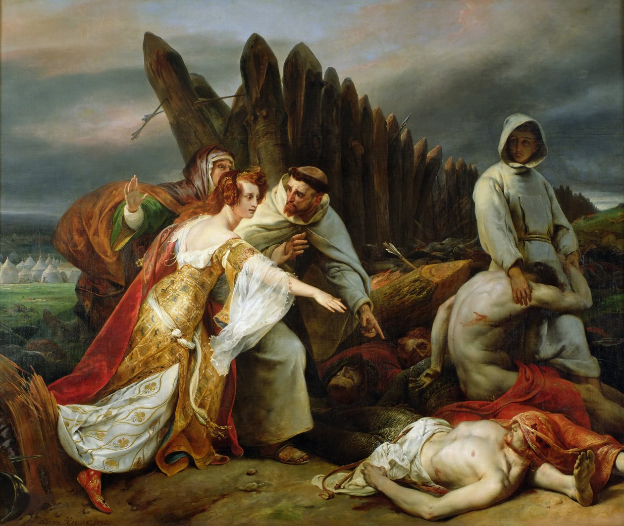 Edith Löytää Haroldin ruumiin, 1828. tekijältä Emile Jean Horace Vernet