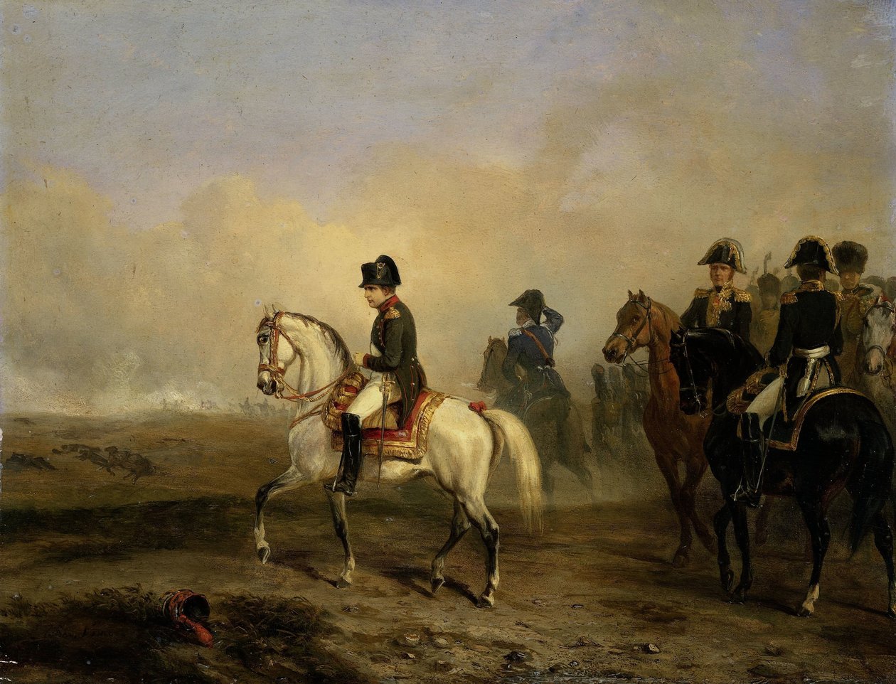 Keisari Napoleon I ja hänen esikuntansa hevosen selässä tekijältä Emile Jean Horace Vernet