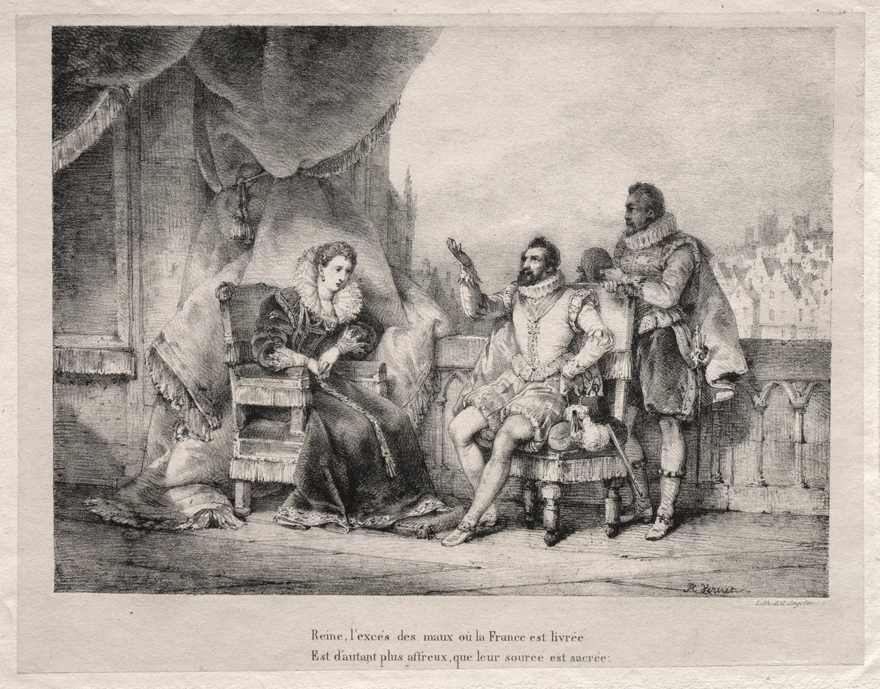 Marie de Medici ja ranskalainen Henrik IV. tekijältä Emile Jean Horace Vernet