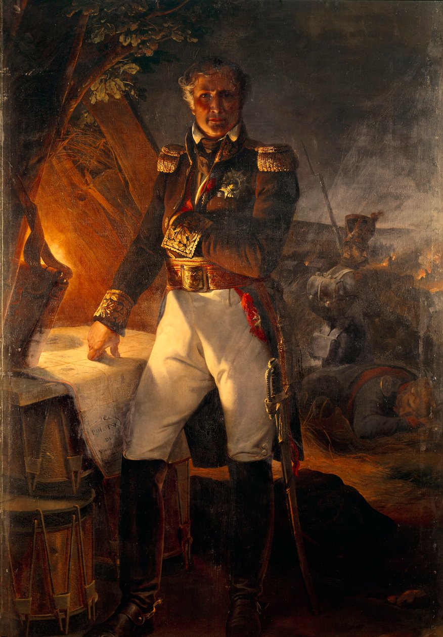 Muotokuva Laurent Marquis de Gouvion Saint Cyrin (1764-1830) Marechal of the Imperiumin jalassa Polotskin taistelussa Emile Horace Vernet