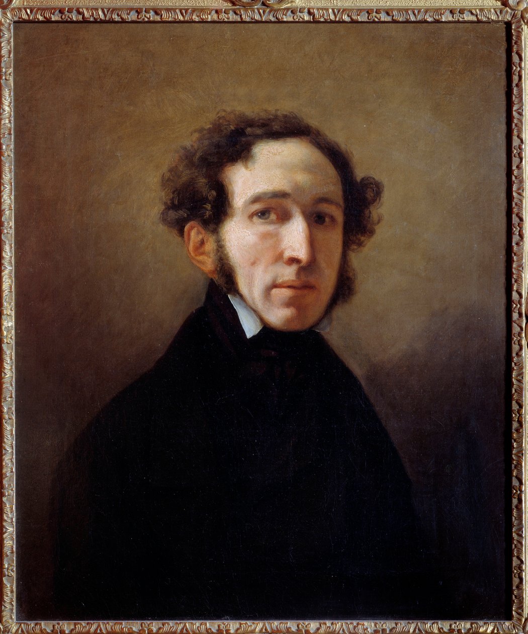 Etienne Aragon (1802-1892) muotokuva dramaattisesta kirjailijasta, poliitikosta, Pariisin pormestarista. Emile Dit Horace Vernet (1789-1863) maalaus tekijältä Emile Jean Horace Vernet