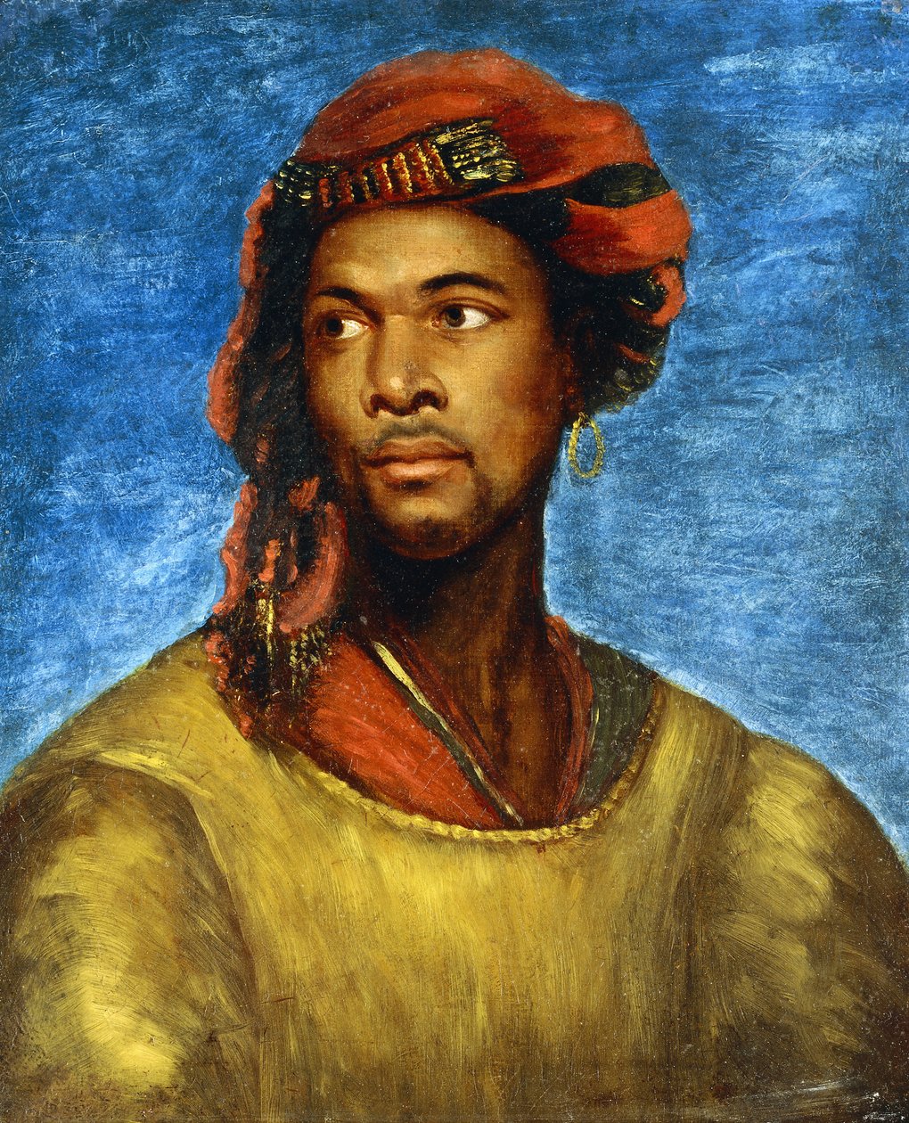 Muotokuva maurista punaisella turbaanilla tekijältä Emile Jean Horace Vernet
