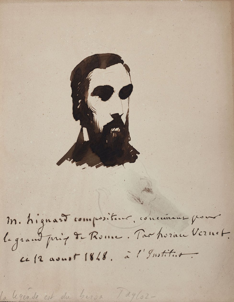 Muotokuva säveltäjä Aristide Hignardista 1822-1898, 1848. tekijältä Emile Jean Horace Vernet