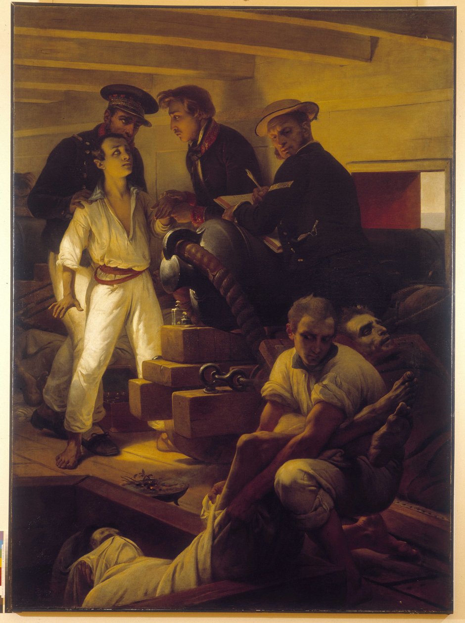 Kolera Melpomenessa - (Marseillen saniteettilaitoksen varasto) tekijältä Emile Jean Horace Vernet