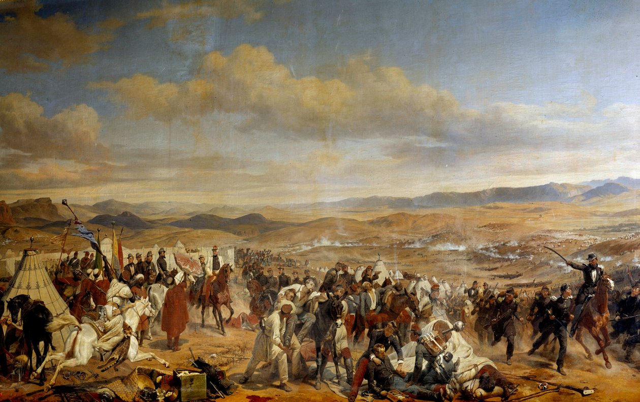 Marechal Bugeaud voitti Islyn voiton sidi Mohamed abd el Rhamanin, sulttaanin pojan, marokkolaisista joukoista 14.8.1844 Detail. Horace Vernet