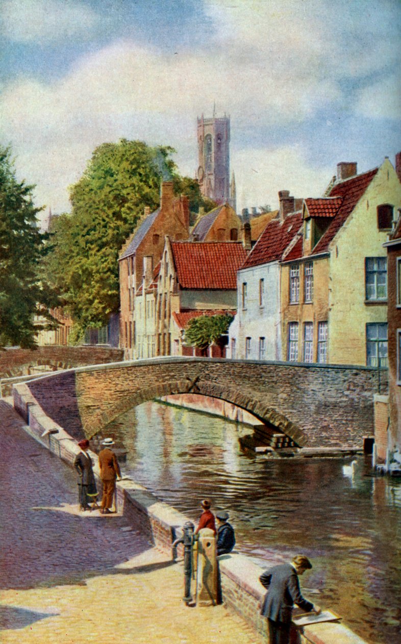 Bridge and Green Quay, Bruges, Bèlgica, c1924.finnès tekijältä Horace W Nicholls