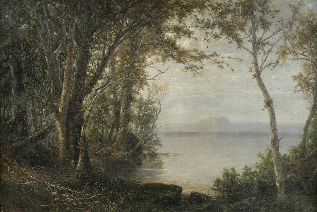 Katahdin-vuori, maisema järven ja vuoren kanssa tekijältä Horace Wolcott Robbins