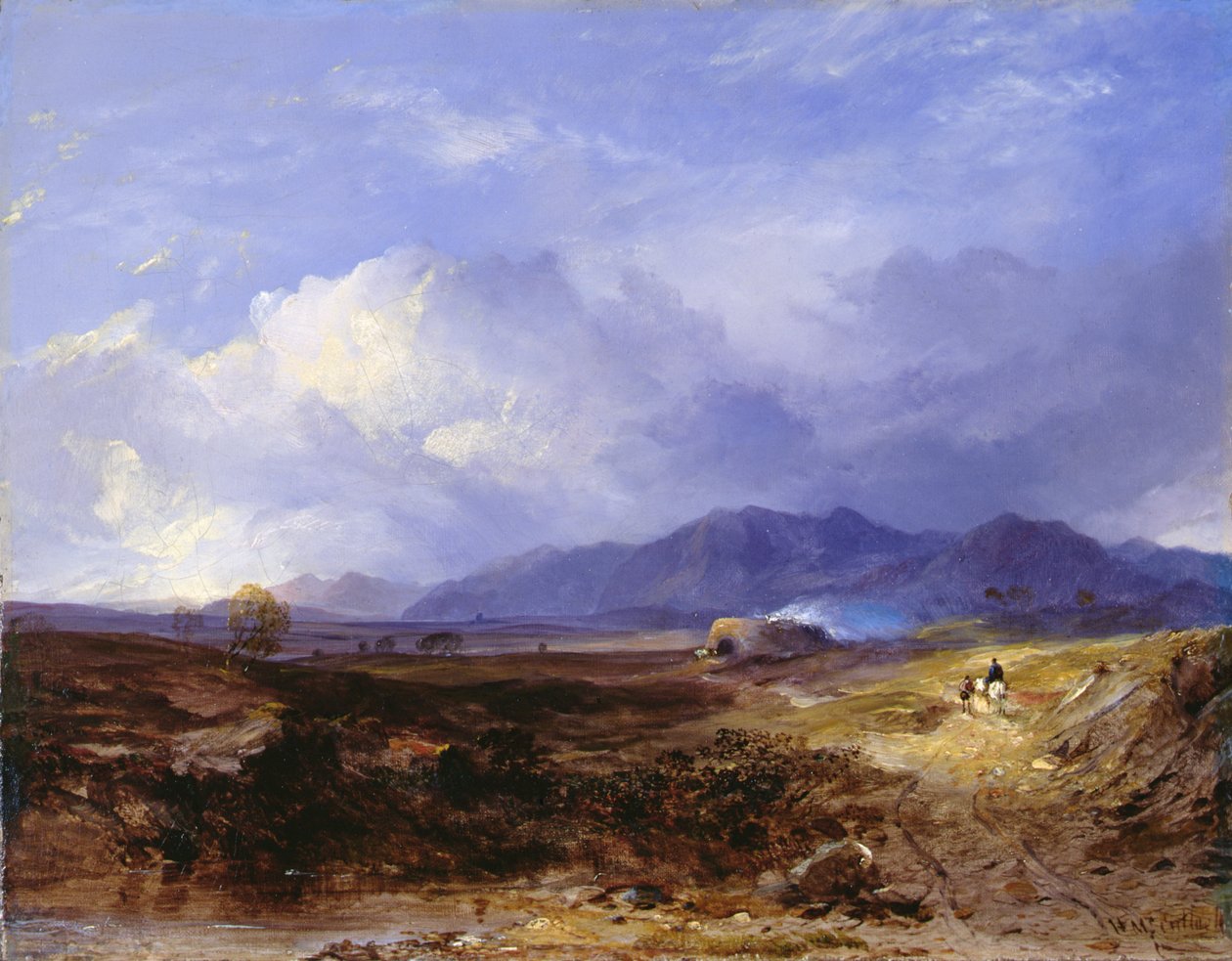 Drove Road Länsiylämaalla, n. 1850 (öljy kankaalle) tekijältä Horatio McCulloch