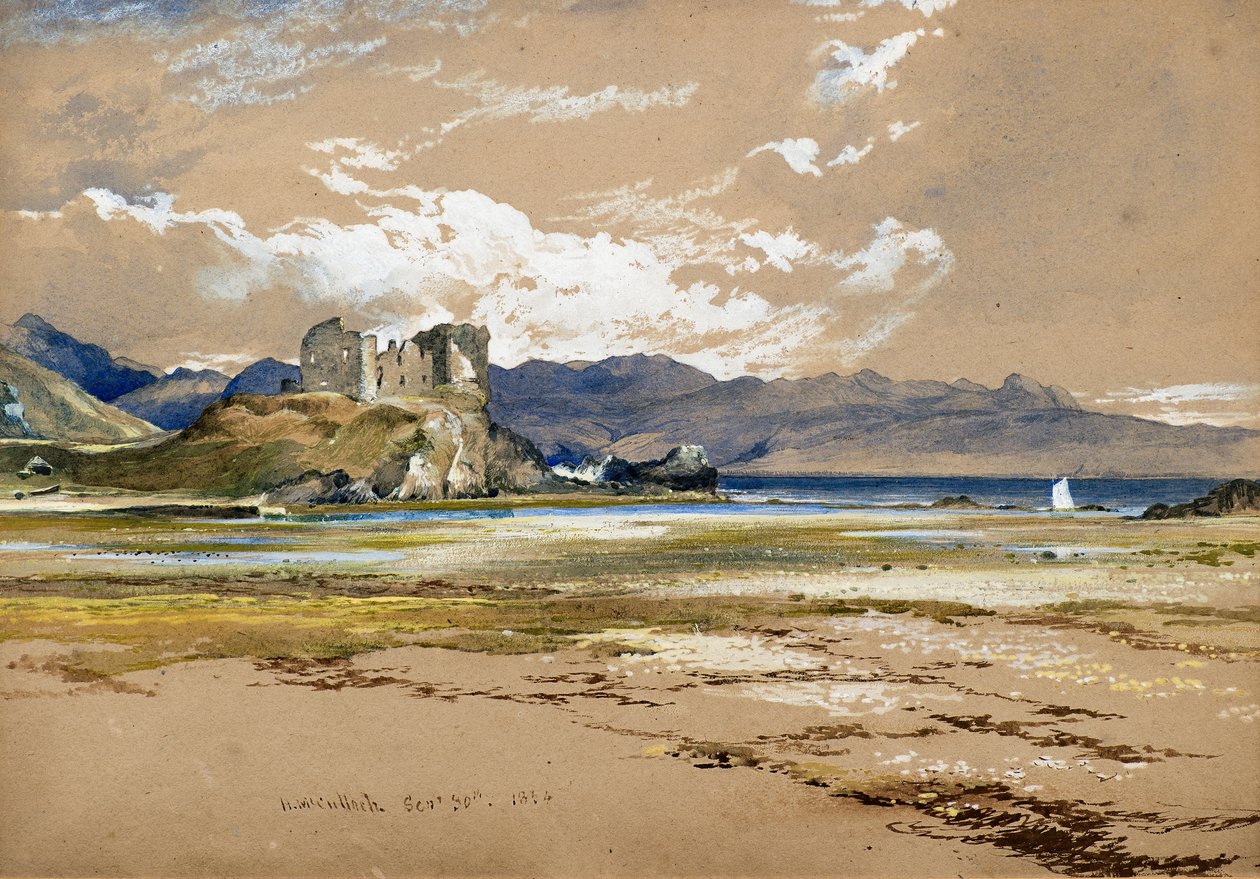 Knock Castle, Skye, n.1834 (akvarelli) tekijältä Horatio McCulloch