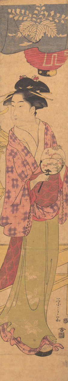 Tyttö tuulettimen kanssa, n. 1780. tekijältä Hosoda Eishi