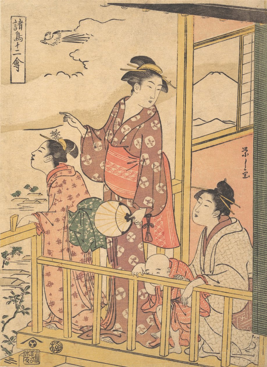 Pitkähäntäinen kana Onagadori sarjasta Twelve Assorted Birds Shocho junikin..., ca. 1791. tekijältä Hosoda Eishi