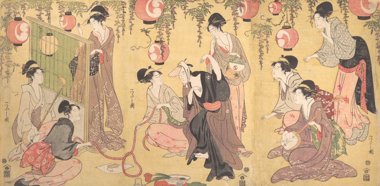 Parodia Yuranosukesta Pleasure Quartersissa, n. 1797. tekijältä Hosoda Eishi