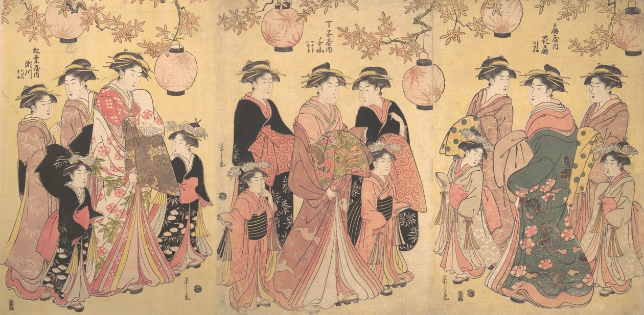 Yoshiwara-paraati syksyllä, n. 1793. tekijältä Hosoda Eishi