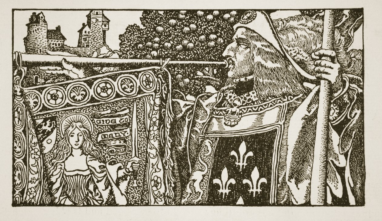 Kuvitus "Kuningas Arthurin ja hänen ritariensa tarinasta", 1903 tekijältä Howard Pyle