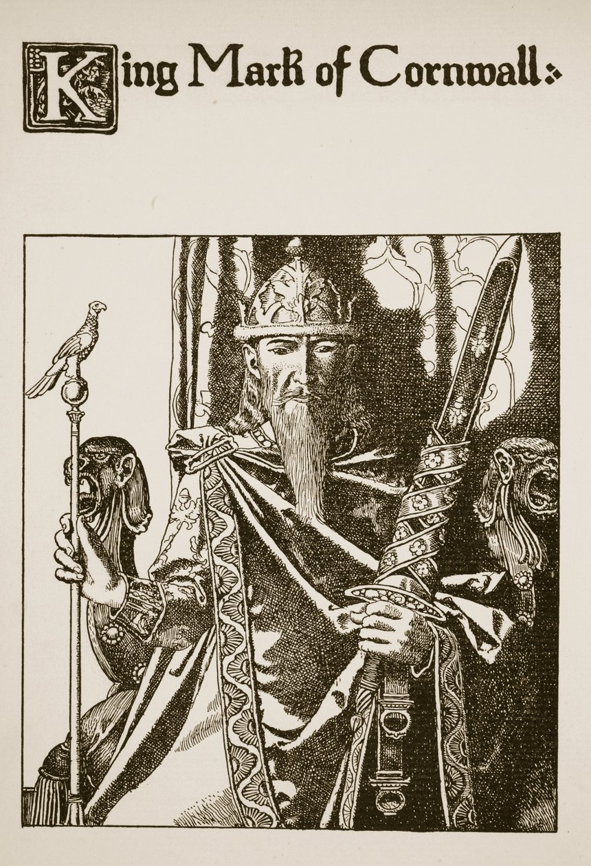 Cornwallin kuningas Mark, kuvitus teoksesta "Pyöreän pöydän mestareiden tarina" tekijältä Howard Pyle