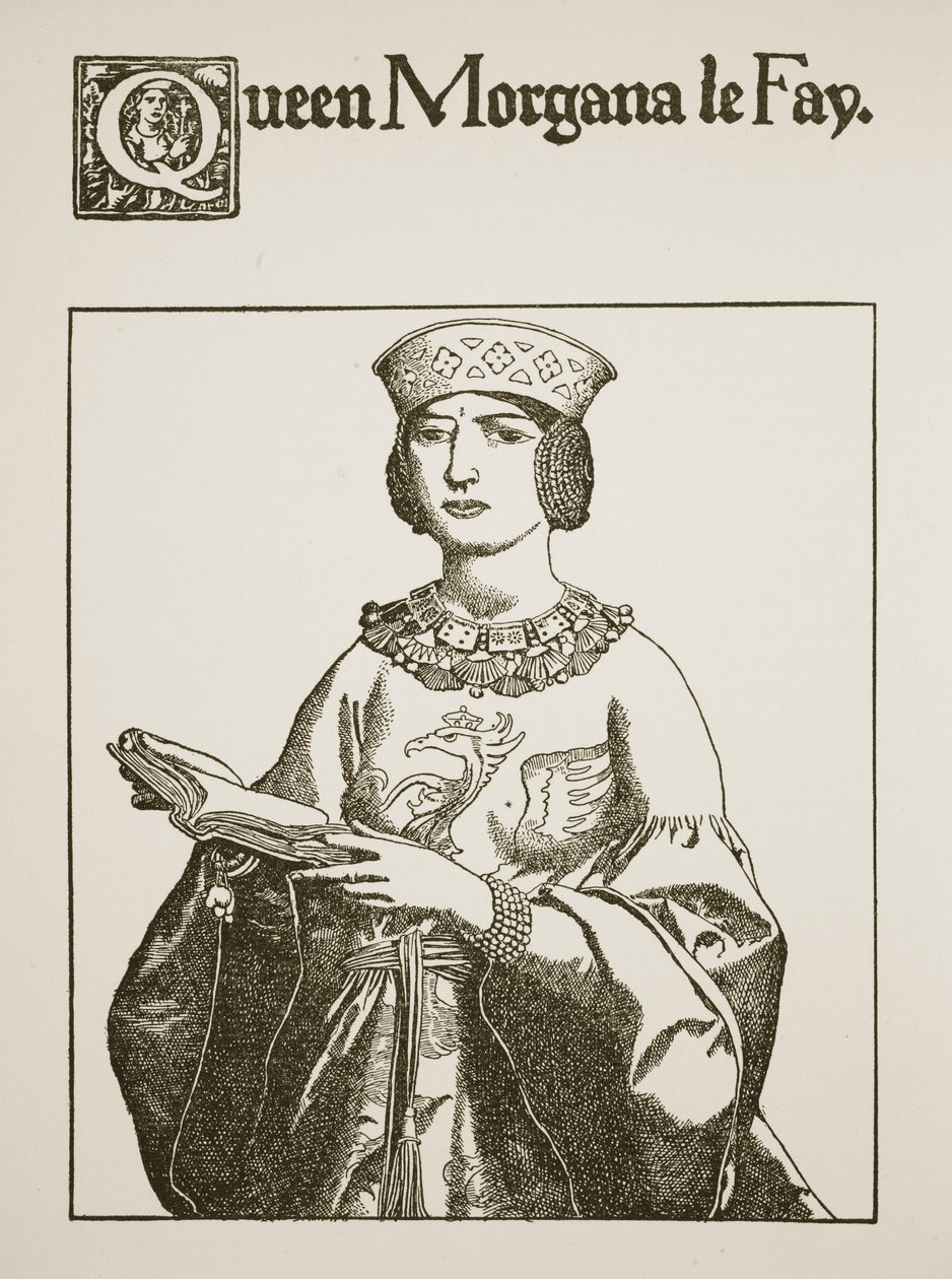 Queen Morgana le Fay, kuvitus "Kuningas Arthurin ja hänen ritareidensa tarinasta", 1903 tekijältä Howard Pyle
