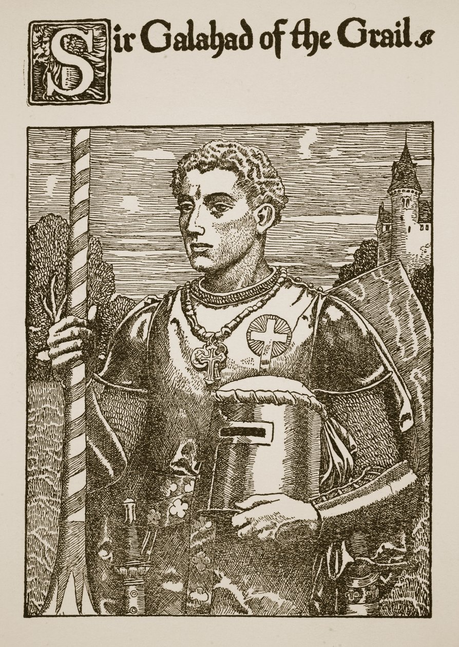 Sir Galahad Graalin maljan kanssa, kuvitus teoksesta 
