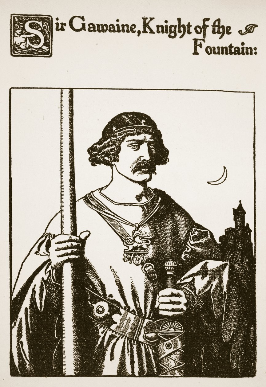 Sir Gawaine, lähteen ritari, kuvitus teoksesta 