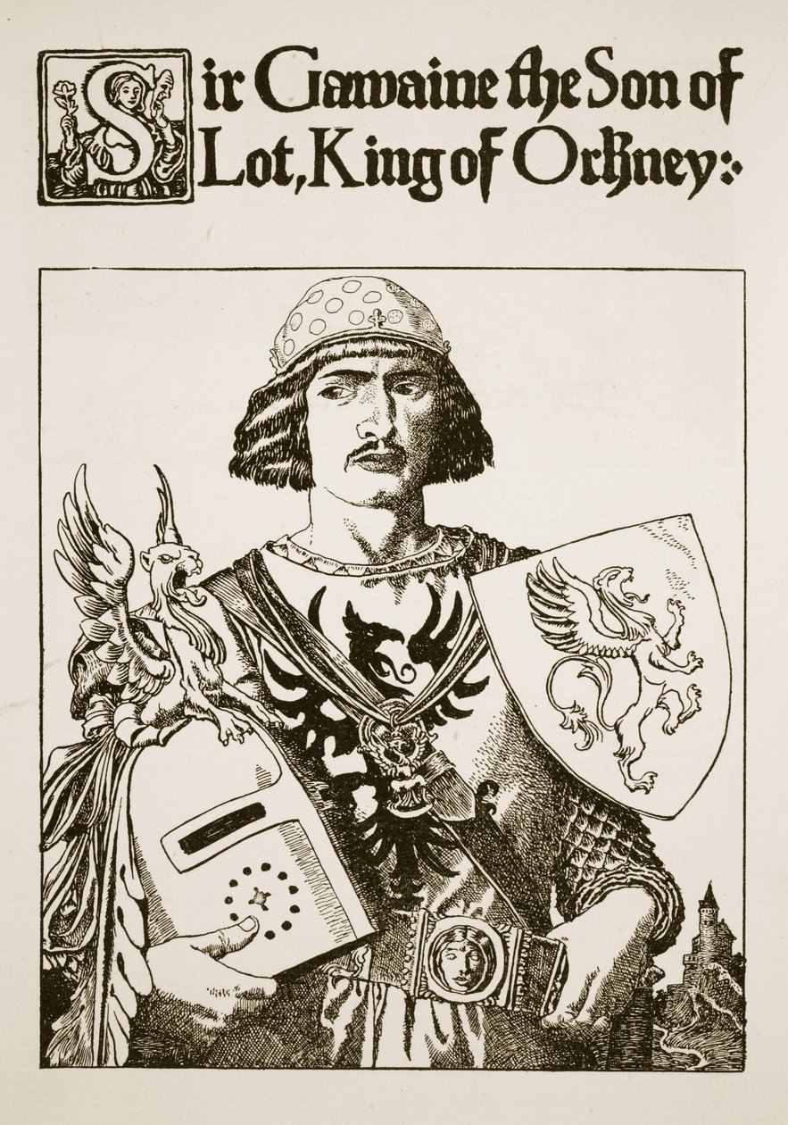 Sir Gawaine, Lotin poika, Orkneysaarten kuningas, kuvitus teoksesta 